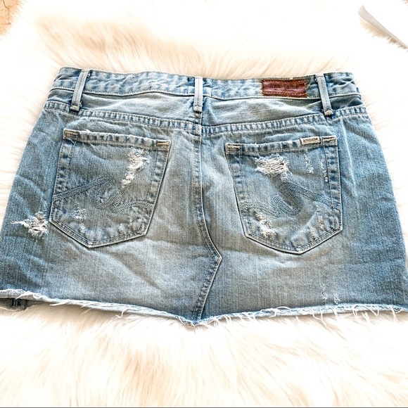 Anoname Denim Raw hem Medium Washed Mini Skirt Size 28 - Picture 2 of 8